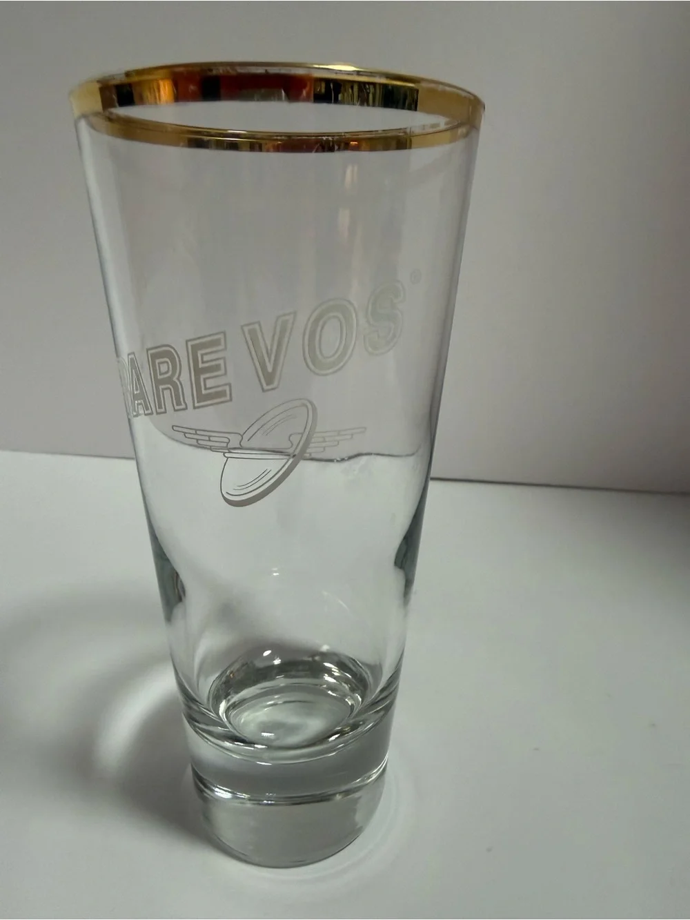 Brewery Ommegang Rare Vos Craft Beer Glass Gold Rim Pint Tumbler Barware Vintage